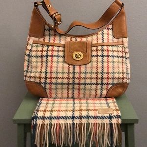 Coach Houndstooth Shoulder Bag w/ Matching Scarf